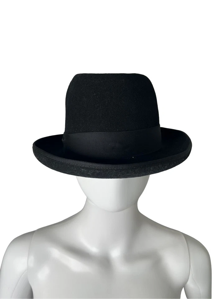 De colección Bianchi Cappelli Sombrero Lana Fieltro Homburg Negro Clásico Formal Sombrero de copa Foto 3 de 4