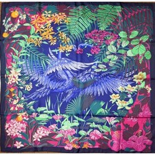 Foulard Hermes Flamingo Party 90 Cm Seta Rosa Carre Animale Uccello 35"