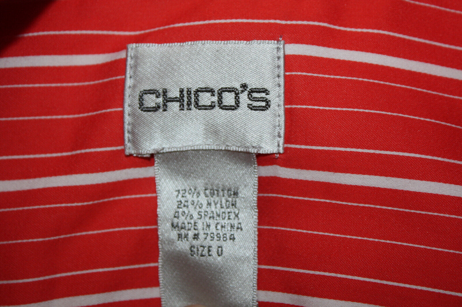 Chicos Sz 0 Red White Stripe Button Front Shirt L… - image 6