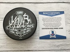 Tyler Toffoli Signed 2014 LA Kings Stanley Cup Hockey Puck Beckett BAS COA a