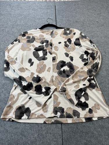 Calvin Klein Blouse Top Womens Large Beige Floral Classic Long Sleeve Round Neck - Picture 2 of 6