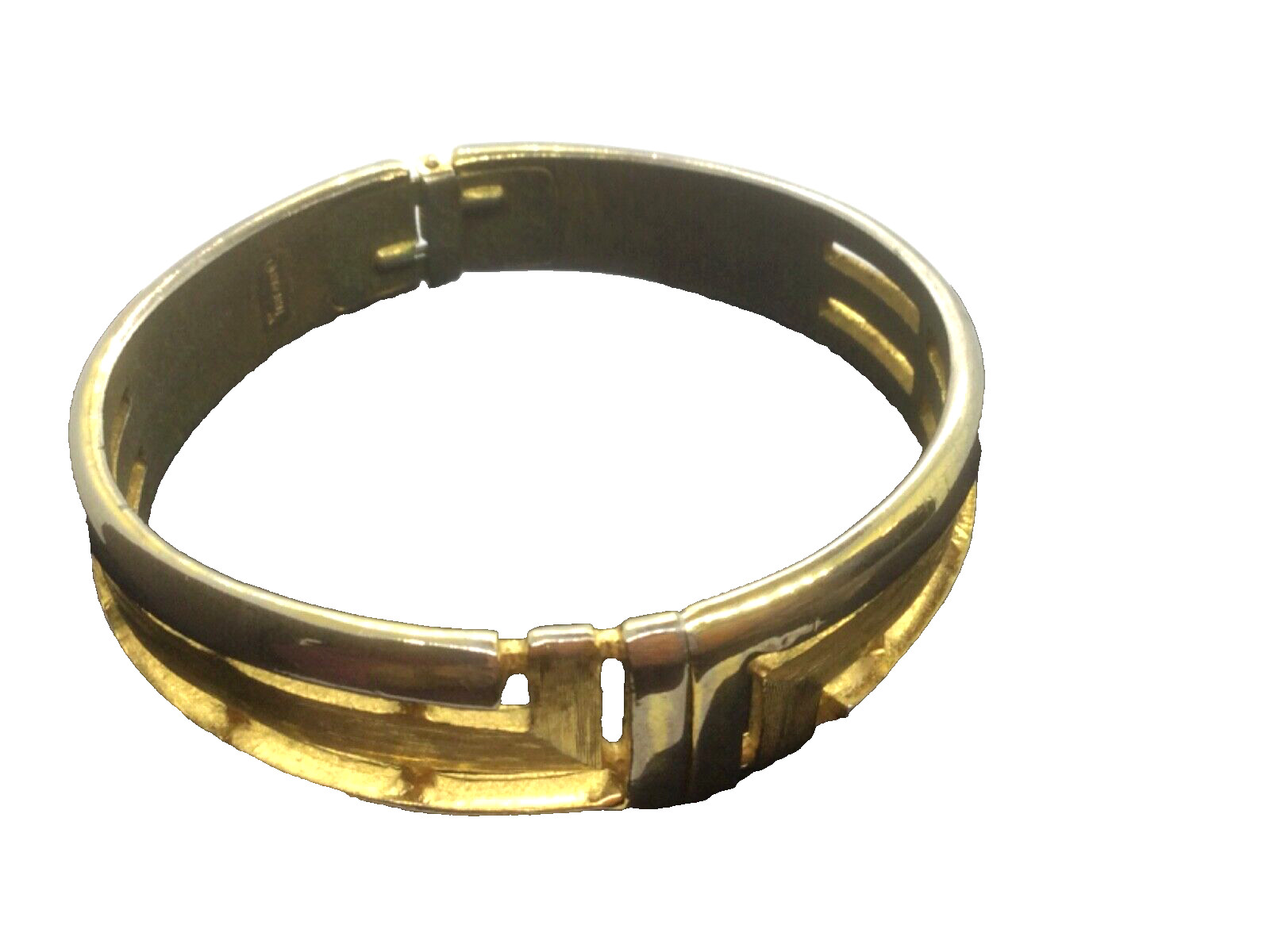 Trifari Bracelet Hinged Abstract Design Brushed and Polished Crown Mark Vintage