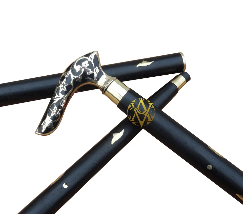 Bastón victoriano de latón bastón macizo de madera para caminar bastones informales para hombres/mujeres Foto 3 de 4