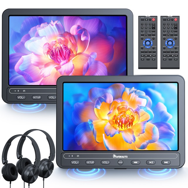 2x 10 5" Tragbarer Dual DVD Player Kopfstütze Stereo-Lautsprecher AKKU Kopfhörer 2x 10 5" Tragbarer Dual DVD Player Kopfstütze Stereo-Lautsprecher AKKU Kopfhörer