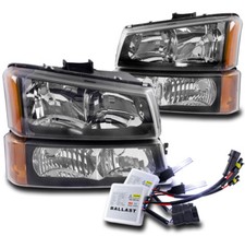 For 03-06 Chevy Silveradoavalanche Blackamber Headlights Lamp Wbumper10k Hid