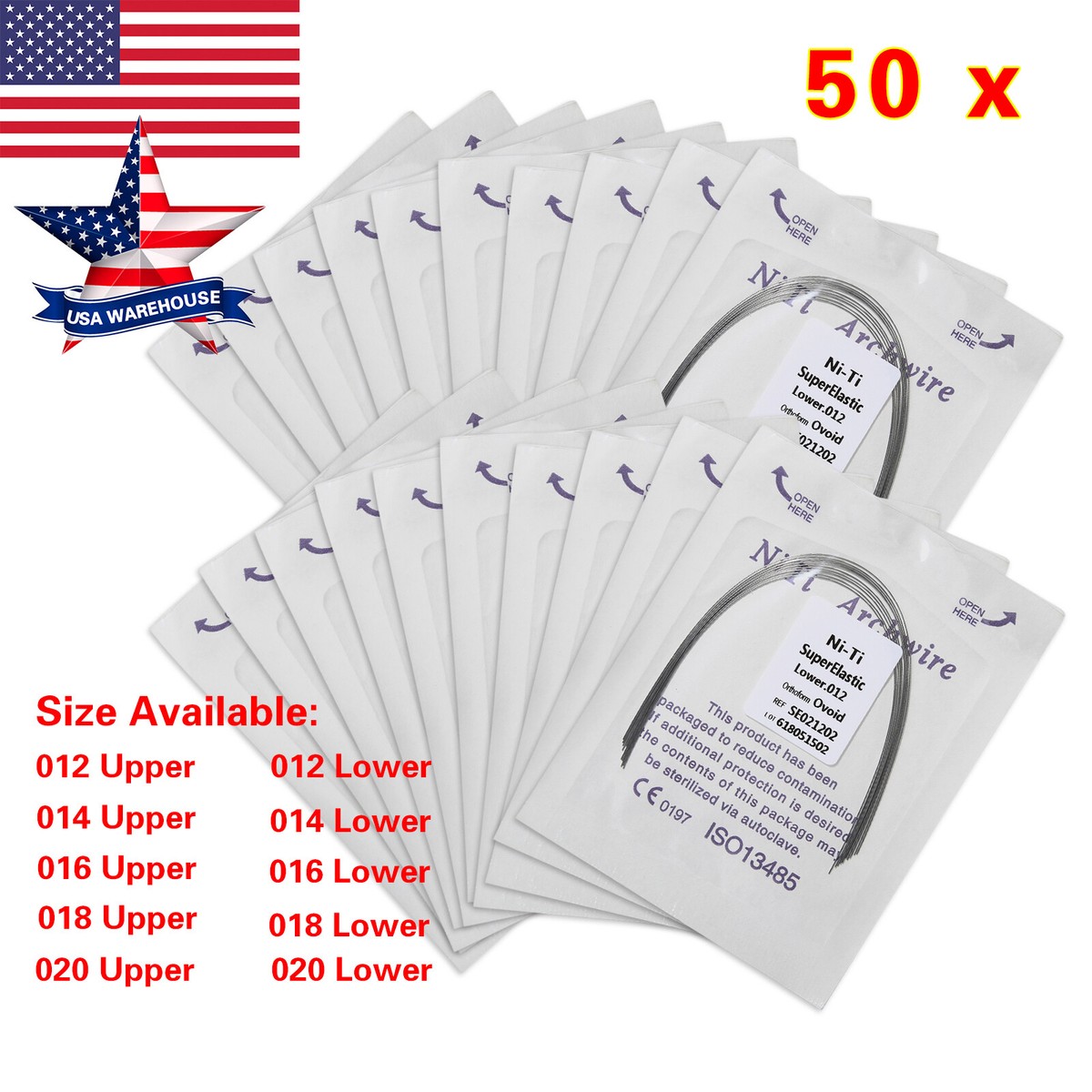 50Packs Dental Orthodontic Super Elastic Wire Niti Round Arch Wires 50Packs Dental Orthodontic Super Elastic Wire Niti Round Arch Wires