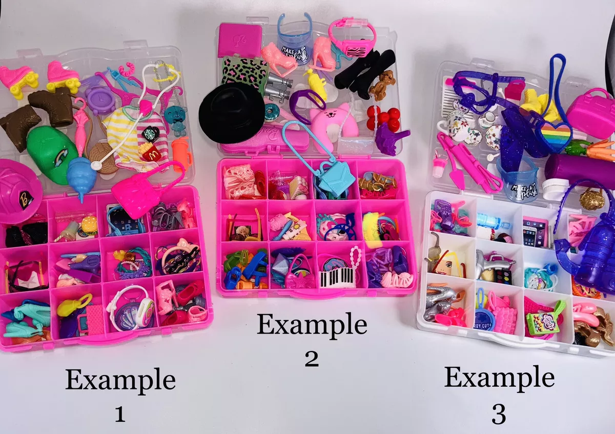 Anticuado Polinizador Descolorar 50pc Barbie Accessories Organizer Kit ~ Shoes, Jewelry, Hats, Purses,  Clothes ++ | eBay