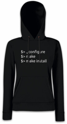 Configure Make Install Damen Hoodie Sweatshirt Fun Geek Nerd Computer Scientist