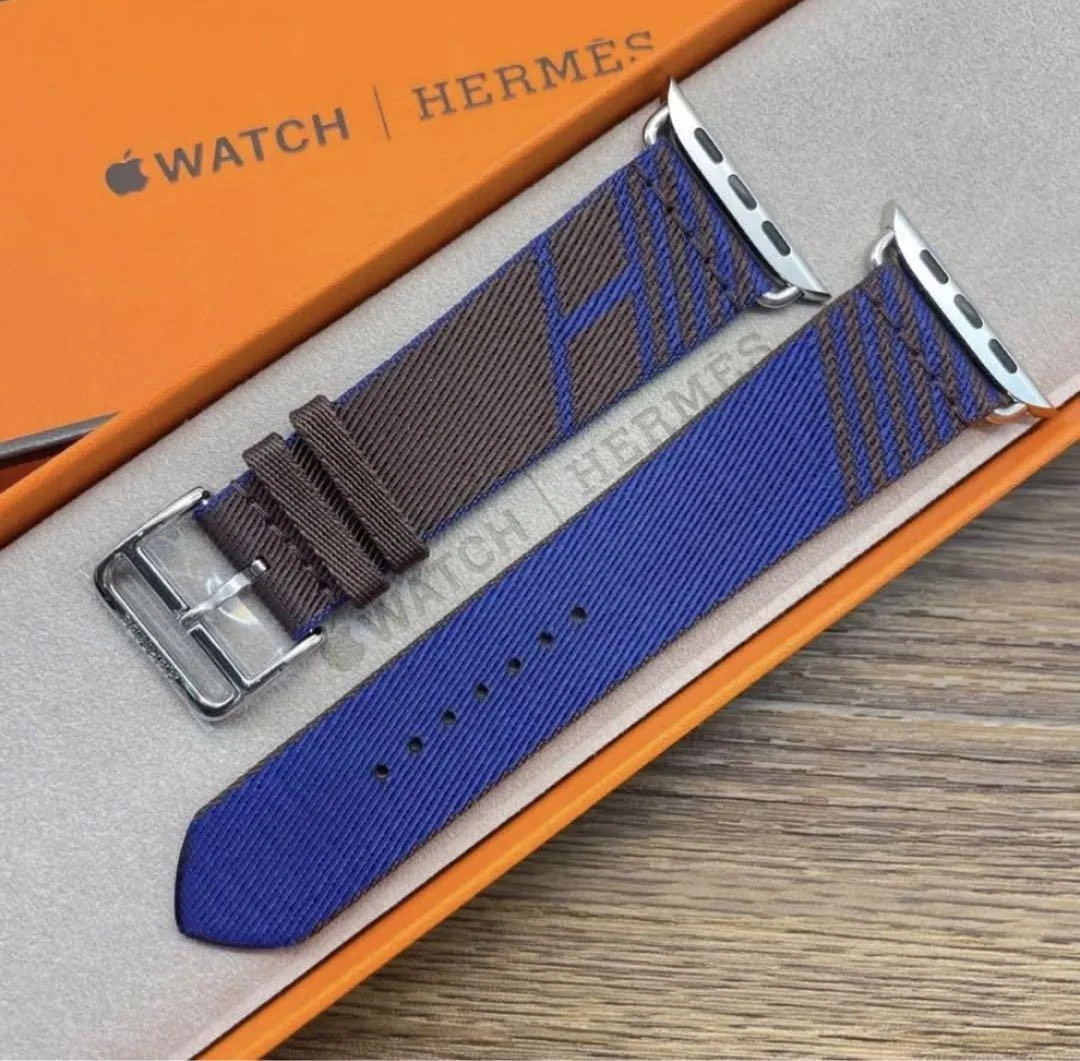 Apple Watch Hermes Nylon Band 42 44 45mm Blue Used Jumping Single