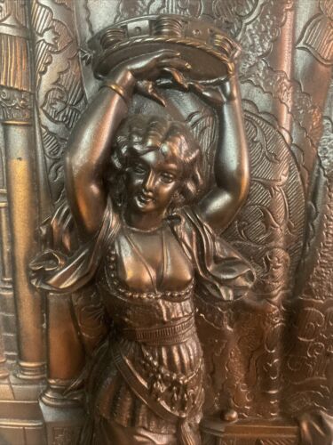 Fabulous Copper Finished Art Nouveau Lady Figural Relief Wall Plaque - Picture 4 of 13