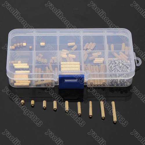 M2 3-25mm Female to Female Brass Standoff Spacer Screw Nut Assortment Kit - Picture 1 of 3
