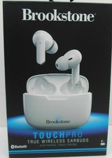 Brookstone Touchpro True Wireless EARBUDS Re-Chargable WHITE Blue-Tooth NIB