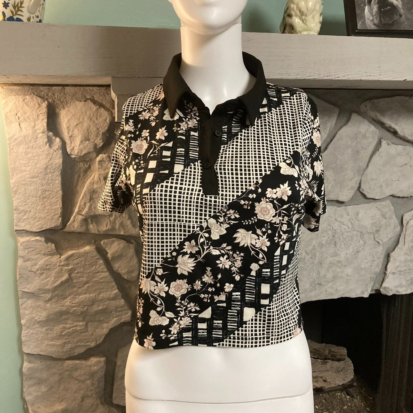 Custer Crop Top Polo Shirt for Women Size Large Casual Summer Style-image