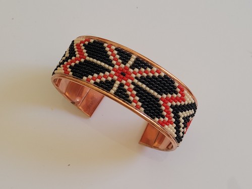 Native American Style Copper Seed Beaded Adjustable Bracelet Cuff Bangle - Picture 16 of 20