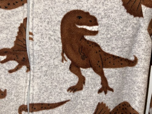 Carter's Boys Sz 8 Gray 1-Piece Dinosaur Fleece Footie Pajamas Soft Zip PJ - Picture 6 of 6