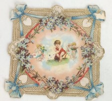 Vtg 1900's Valentine's Day Card HEAVILY LAYERED Paper Hinged Embossed Diecuts