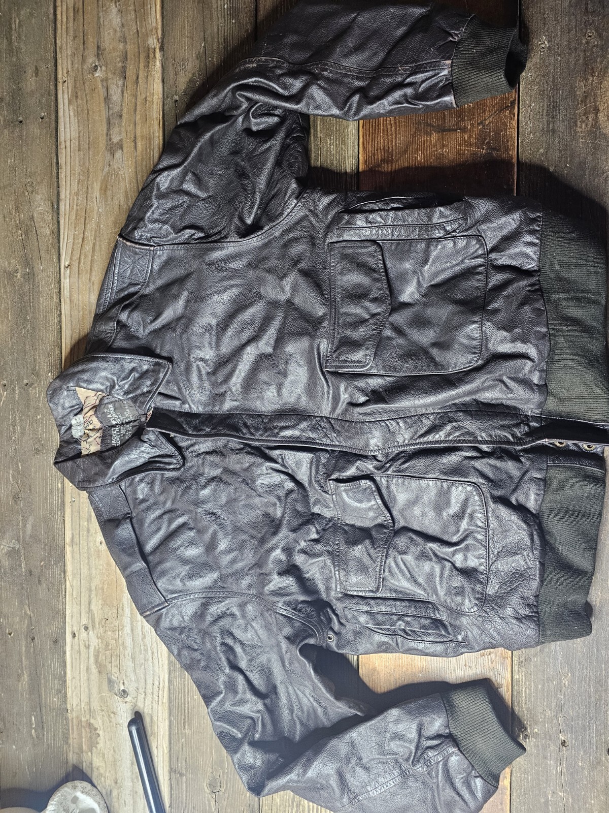 Leather Bomber Jacket Flyers Men's Type A-2 US Army Air Force Mens Size XL Brown-image