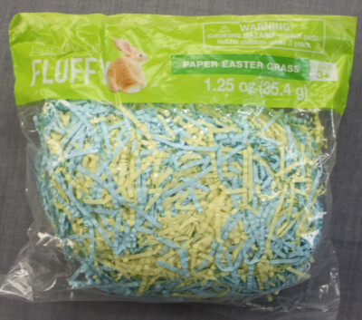 Happy Go Fluffy  EASTER  Blue & Yellow PAPER Easter Basket Grass 1.25 oz Bag NEW