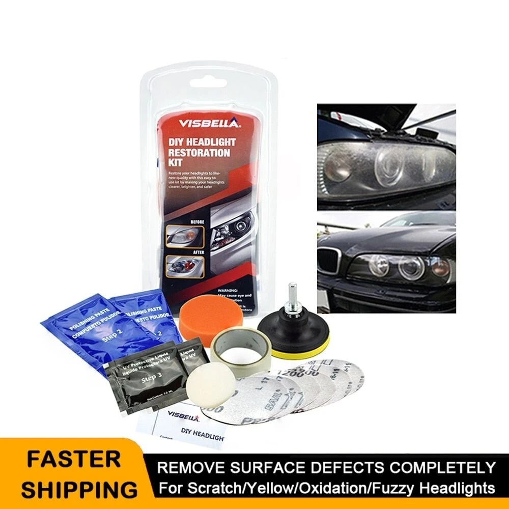 Headlight Cleaner And Restorer Kit - Car Headlight Restoration Kit - Car  Headlight Lens Polish Repair Tool - Brightening Cleaning Headlight  Restoratio