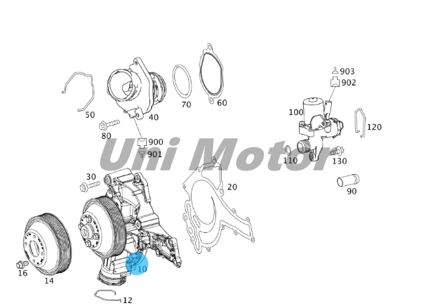 2722000901 Bomba de agua Continental OEM para Mercedes-Benz CLK350 E350 ML350 SLK280 Foto 2 de 4