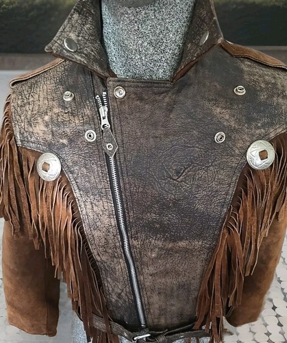 Vanguard Vintage Cowhide Leather Fringes Asymmetrical MC Jacket Size 4 Youth - Picture 6 of 17