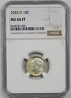 1953-D 10C NGC MS 66 FT (Full Torch) Roosevelt Dime