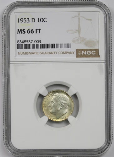 1953-D 10C NGC MS 66 FT (Full Torch) Roosevelt Dime