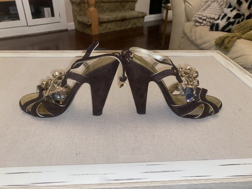Giuseppe Zanotti Design Swarovski Crystal T Strap Ankle Strap Heel Sz. 36.5 6.5 - Picture 10 of 16