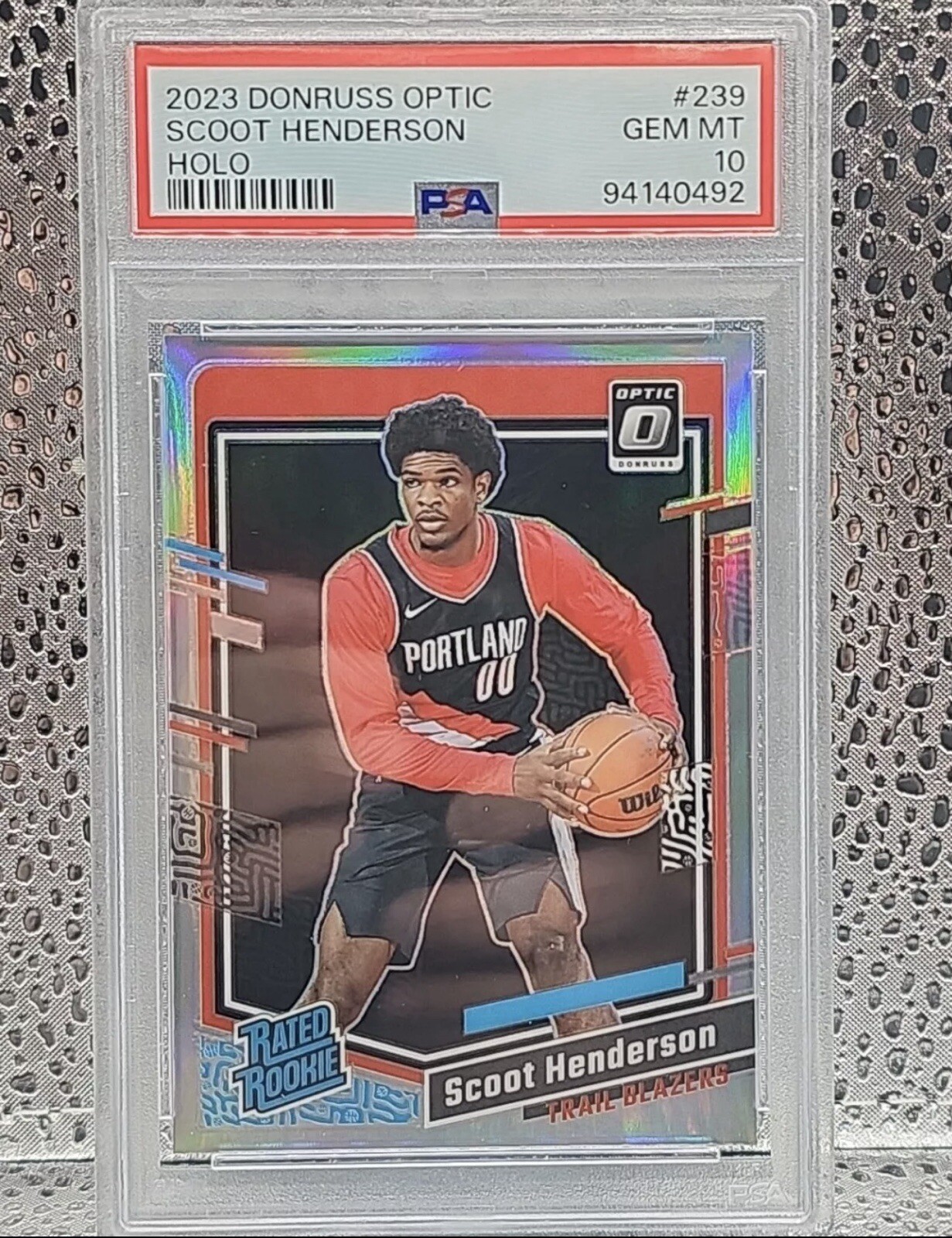 2023 Donruss Optic #239 Scoot Henderson Rated Rookie Holo Card PSA 10 GEM MINT