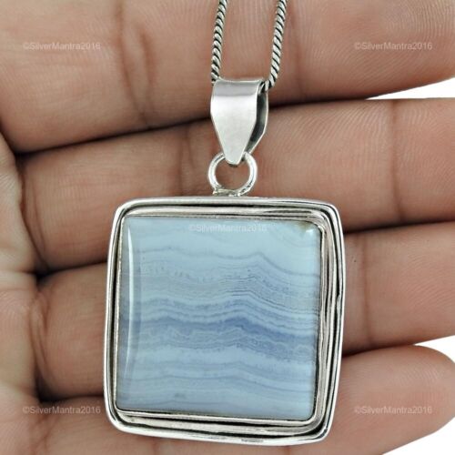 Natural Ágata Handmade Boda Hermana Art Déco Colgante Joyería 925 Sólido Plata