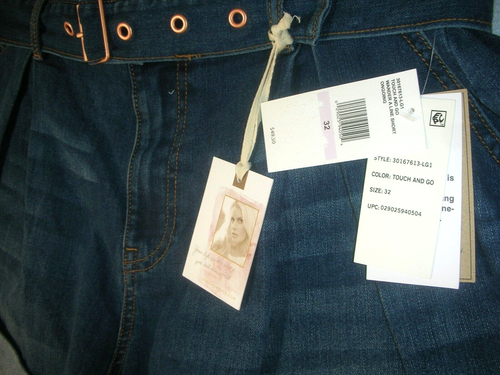 Cintura donna 32 (34) pantaloncini denim sacchetto di carta girovita rotolo polsino vita alta cucitura interna 3" - Foto 5 di 9