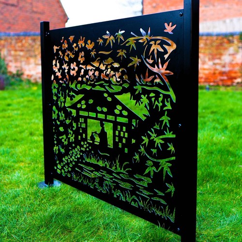 Garden Metal Japanese Fence Panel Decorative Steel Fencing Screen Privacy Laser - Picture 36 of 51