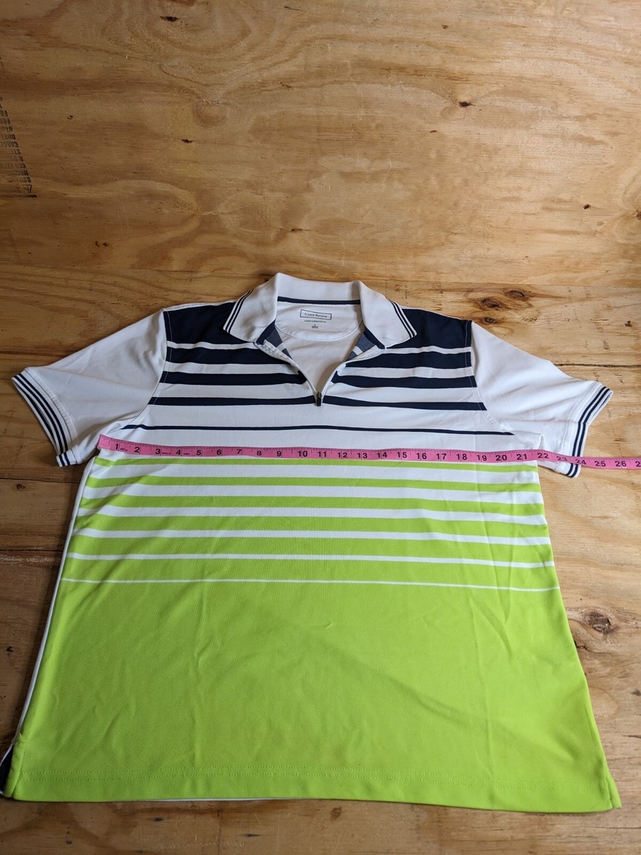 Club Room Performance Polo Large L Men's White Blue Green Half Zip
