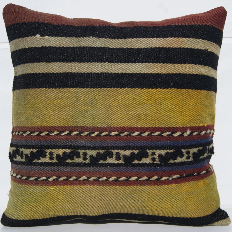 FUNDAS DE ALMOHADA TURCAS VINTAGE 16" CUADRADAS LANA TEJIDAS A MANO DISEÑO ROMA alfombras de área Foto 2 de 4