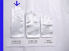 Formal Quality 2T 3T 4T White Stretch Satin Wrist Gloves Easter Pageant NEW