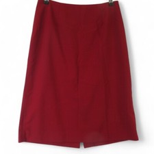 HENNES Collection Women's Red Knee Length Skirt Back Slit Size 38 UK10- Preloved
