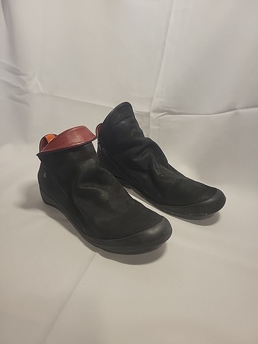 Softinos By Fly London Ankle Boot Black Leather Womens 40/9 - Picture 1 of 12