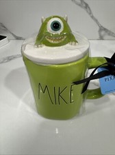 Rae Dunn Monsters Inc Mike Wazowski Mug With Topper Green Collection