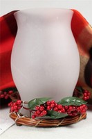 Winterberry Hurricane Candle Holder - White With Red Berries By Dennis East Winterberry Hurricane Candle Holder - White With Red Berries By Dennis East