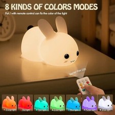 Kids Bedroom Night Light Bunny Rechargeable LED soft silicone with Remote RGB