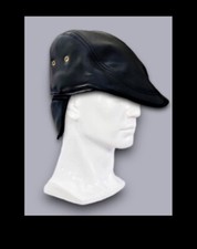 Flat Hat/cap with optional ear cover  velvety Plush lining one size, black, New