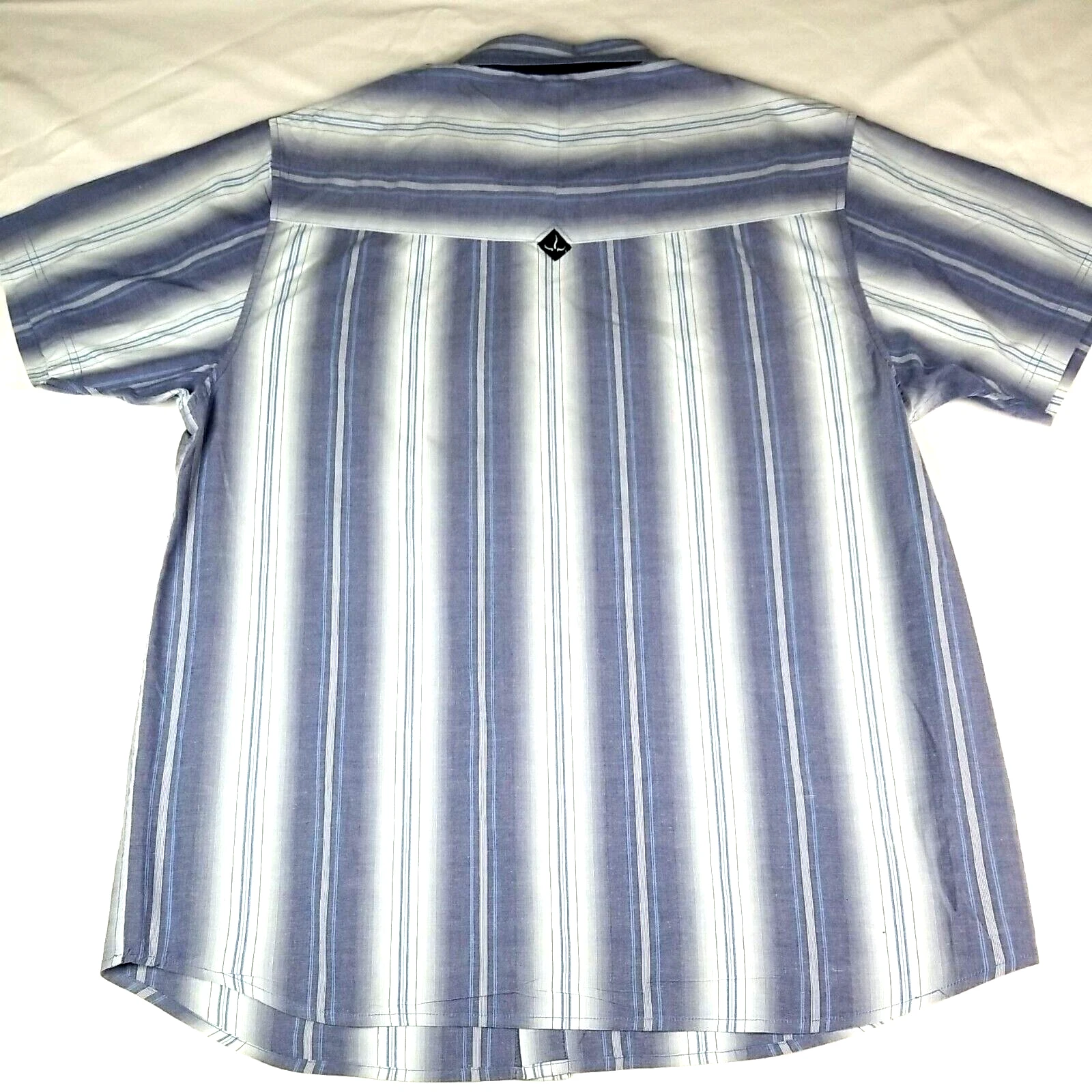 prana breathe button up blue stripe slant pocket shirt