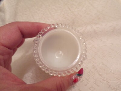 VTG Footed White & Clear Glass Salt Cellar | eBay
