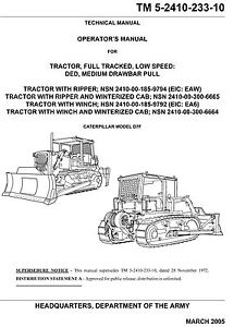 Dozer Caterpillar Model D7F Operator's Manual | eBay