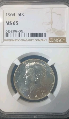 1964 Kennedy Half Dollar - NGC MS 65  Brilliant Uncirculated  Silver above $110!