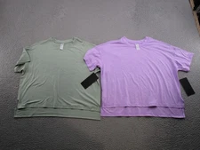 Lot of 2 90 Degree By Reflex Delux High Low Short Sleeve Shirt Women's SZ S NEW