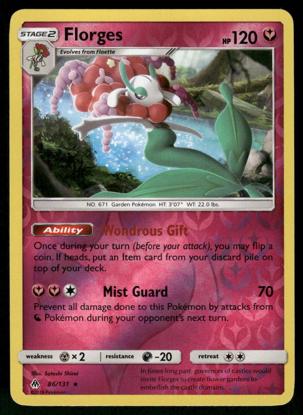 2018 Lightly Played Pokemon Florges 86/131 Forbidden Light
