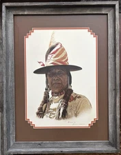 James Bama Signed/ Numbered Framed Native American Print "Indian At Crow Fair"