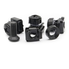 50 Pack Rack Mount Screws Cage Nuts Assortment Kit M6 x 16 mm Black Carbon