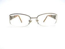 Elizabeth Arden Gold Rectangular Halfrim Glasses Amber Temples EA1082A 51 17 130